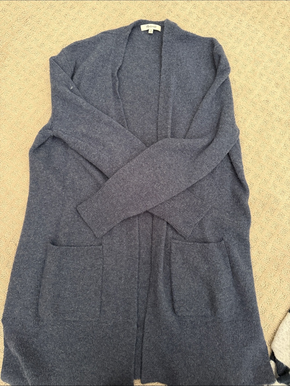 Madewell Long Open-Front Cardigan - Slate Blue Heather